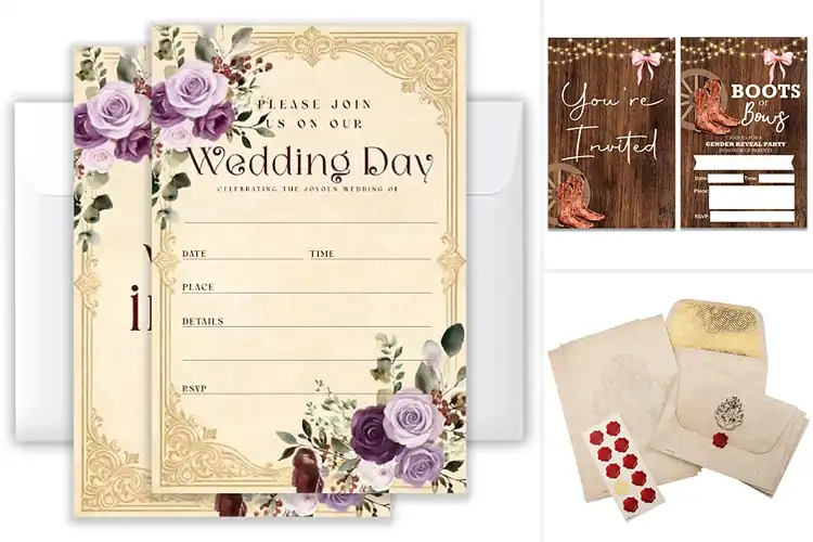 Detailed view of Best 20 Invitations And Envelopes Sets