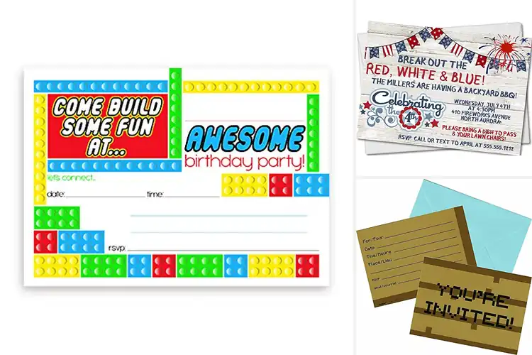 Detailed view of Best Block Theme Party Invitation Sets