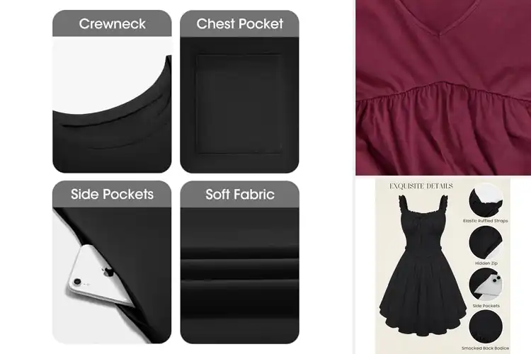 Detailed view of Best Solid Black Mini Dress For Versatility