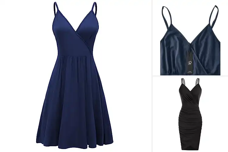 Detailed view of Best Vee Neck Spaghetti Strap Dresses